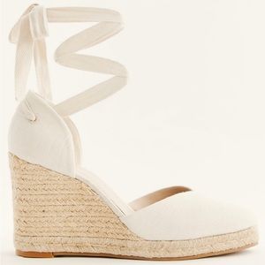 Reformation Camilla Lace Up Wedge Espadrille in Cream